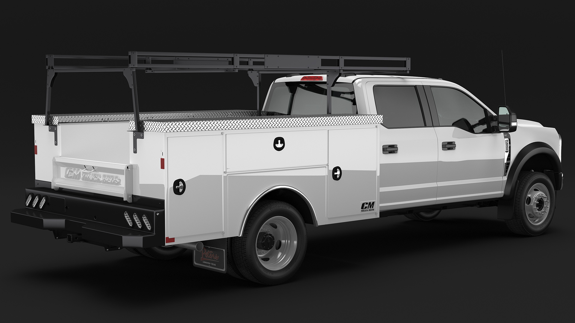 3D White Ford Super Duty F550 with Service Body Rigged