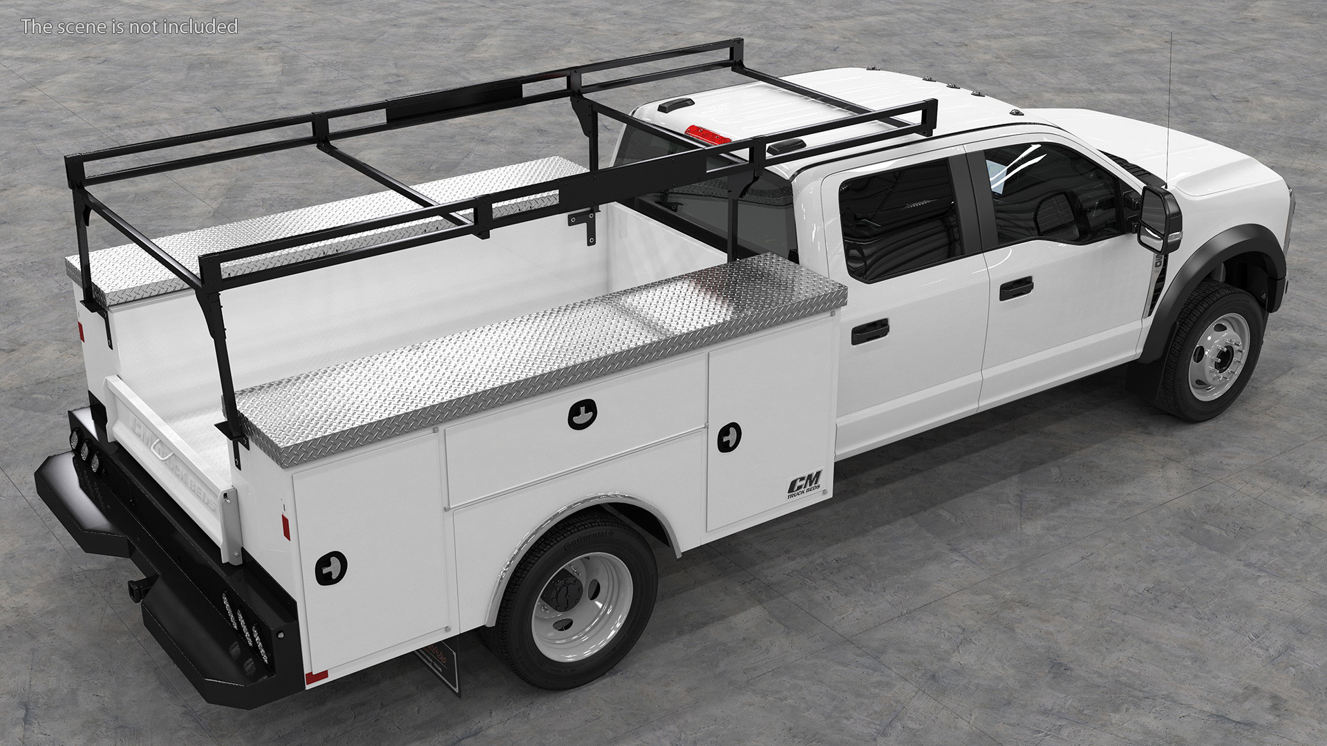 3D White Ford Super Duty F550 with Service Body Rigged