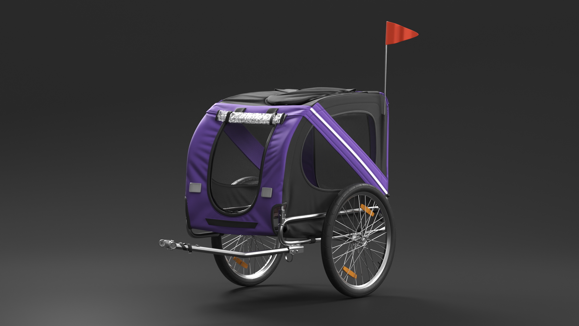 3D Bicycle Pet Trailer Violet with Sphynx model