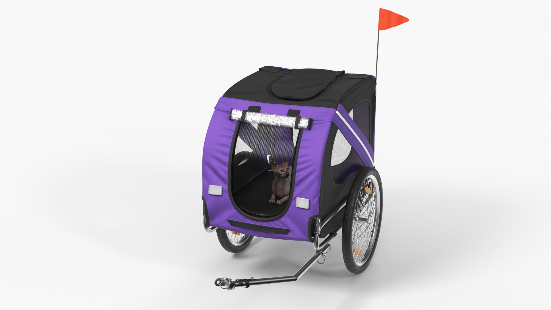 3D Bicycle Pet Trailer Violet with Sphynx model