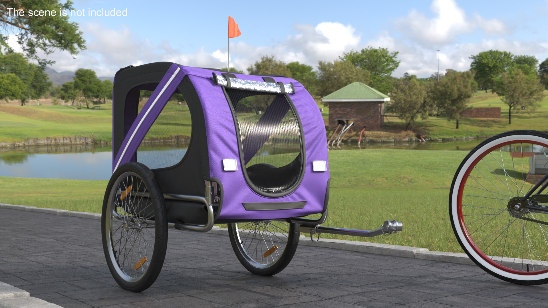 3D Bicycle Pet Trailer Violet with Sphynx model