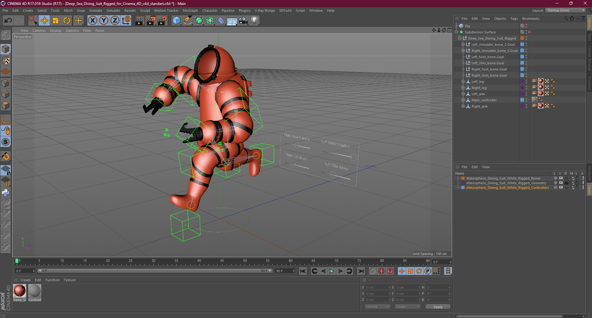 3D Deep Sea Diving Suit Rigged for Cinema 4D