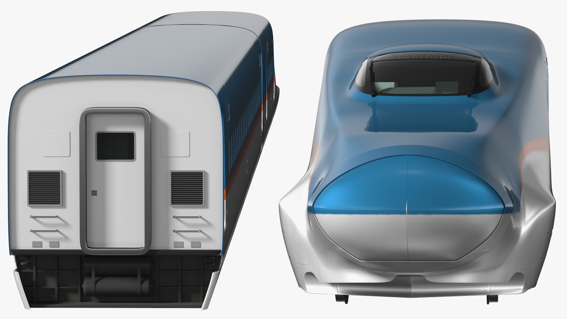 High Speed Train White Blue 3D