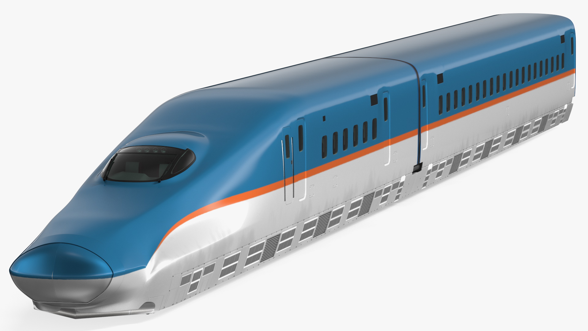 High Speed Train White Blue 3D