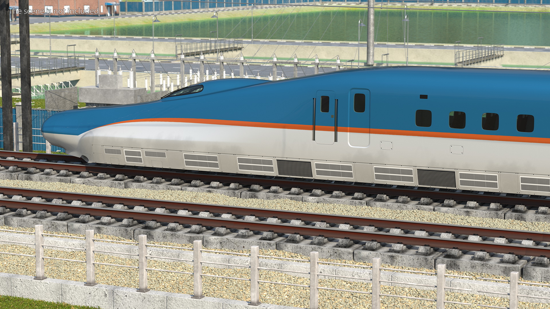 High Speed Train White Blue 3D