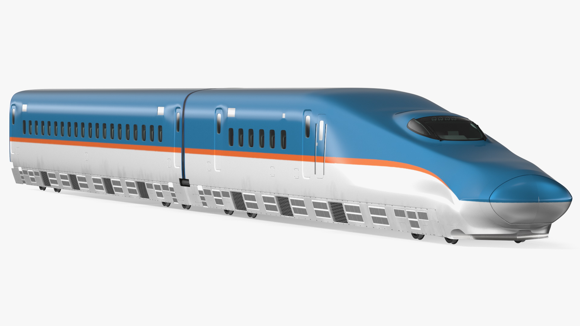 High Speed Train White Blue 3D