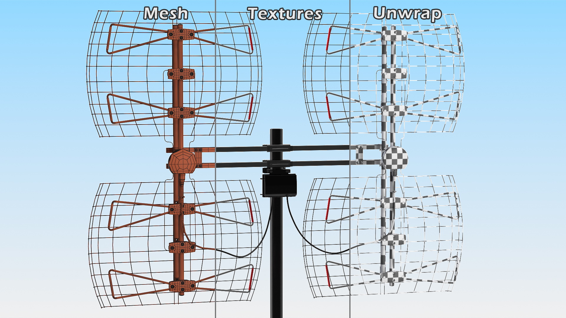 3D Antennas Direct 8 Element Bowtie TV Antenna model