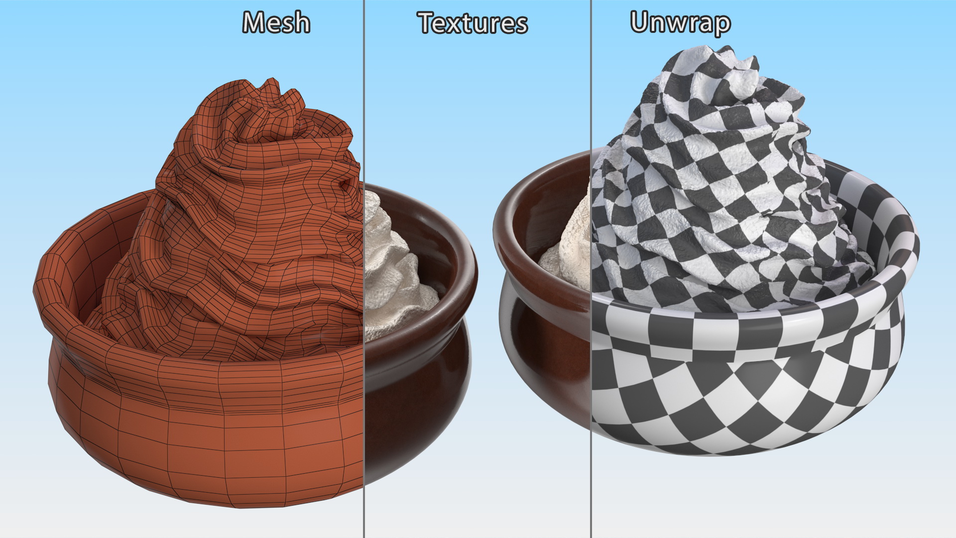 Vanilla Whipped Cream in Bowl 3D model