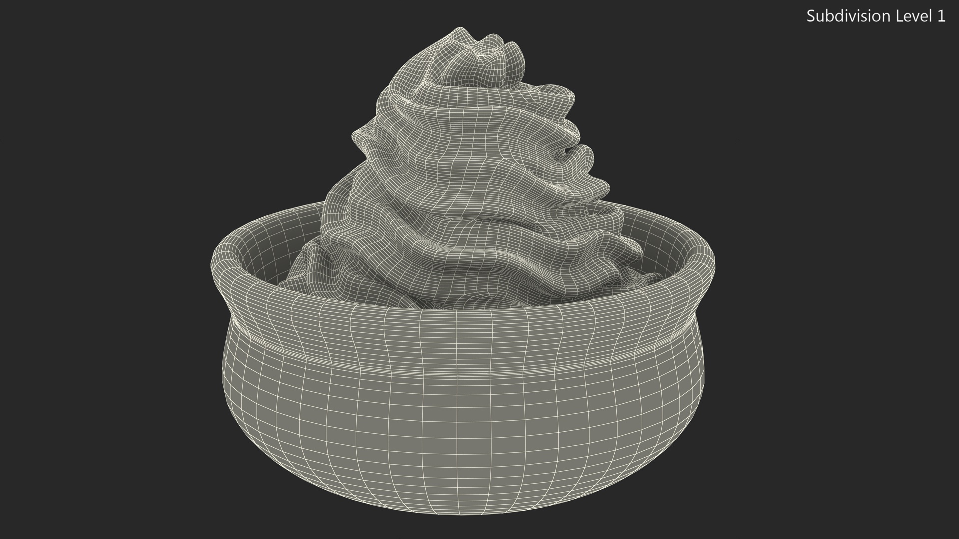 Vanilla Whipped Cream in Bowl 3D model