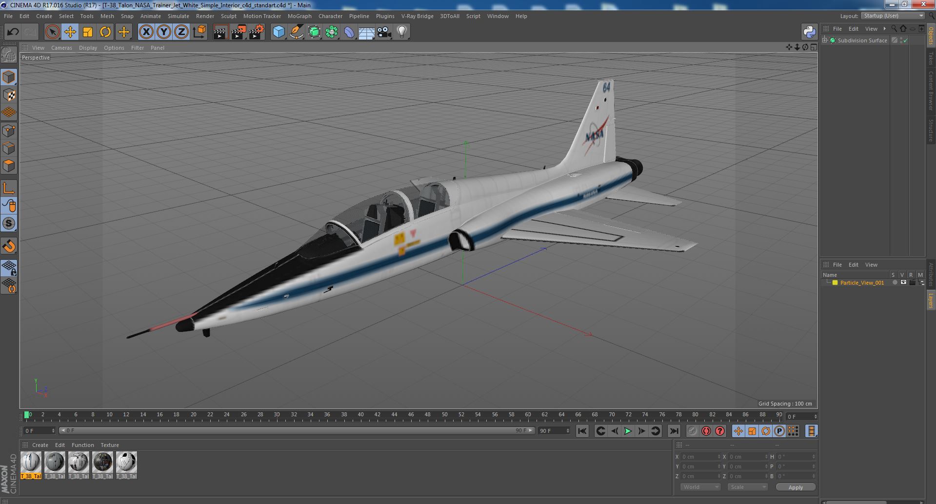 T-38 Talon NASA Trainer Jet White Simple Interior 3D model