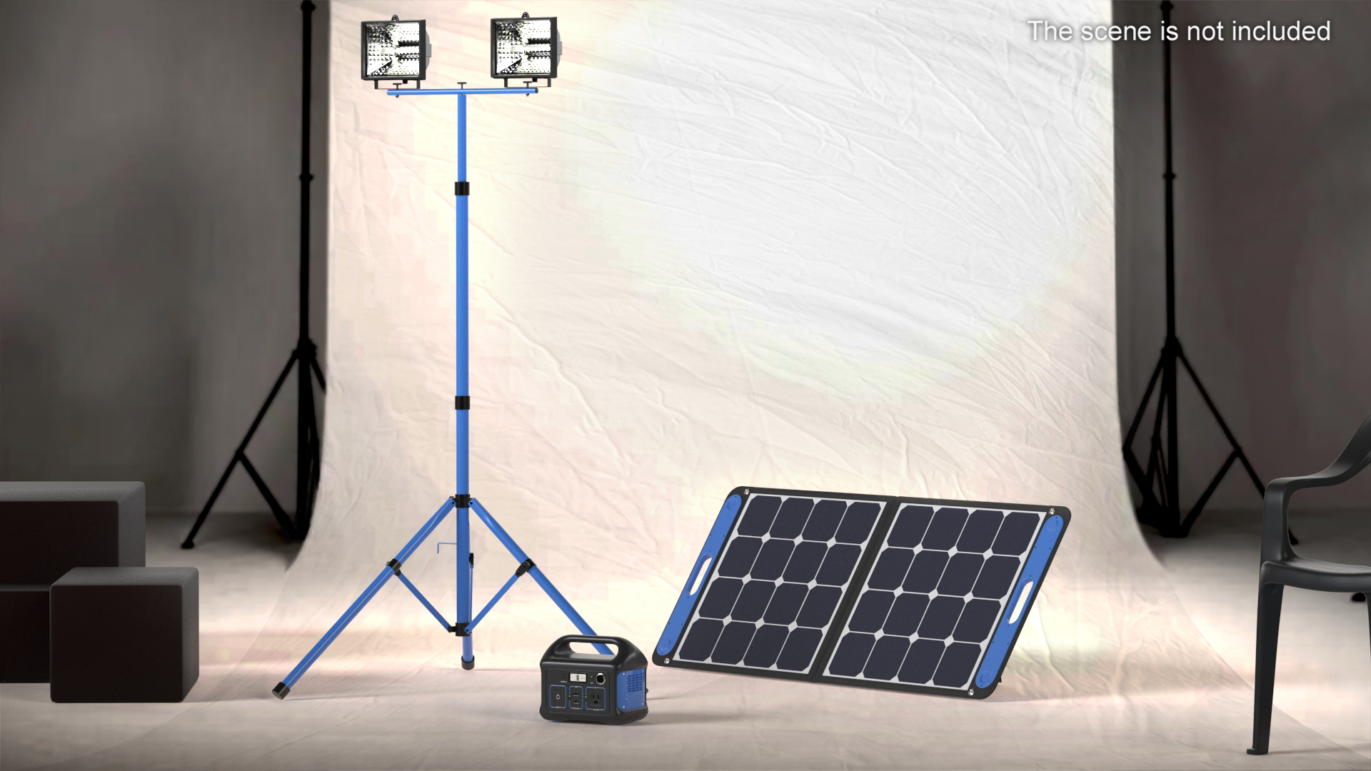 Mobile Construction Light with Solar Panel 3D