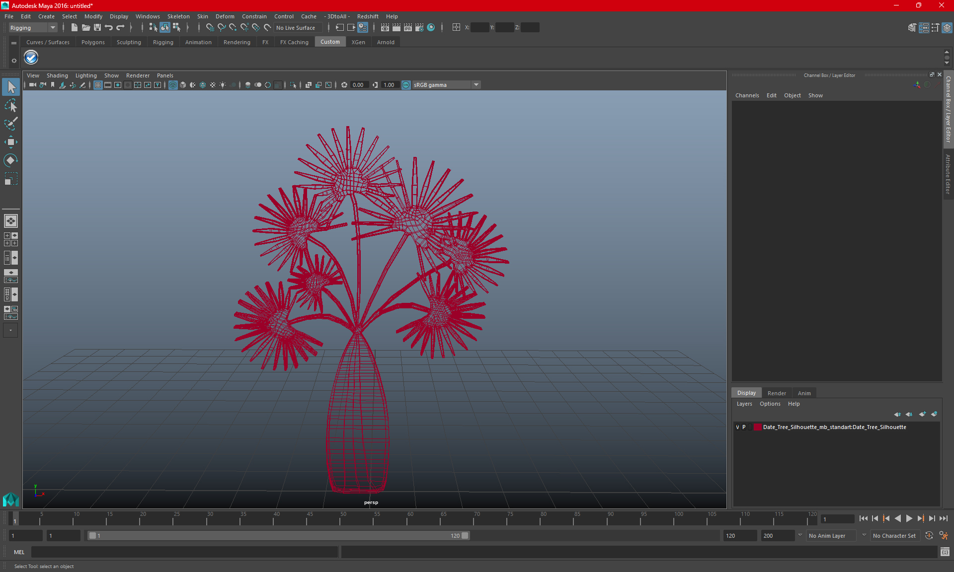 3D model Date Tree Silhouette