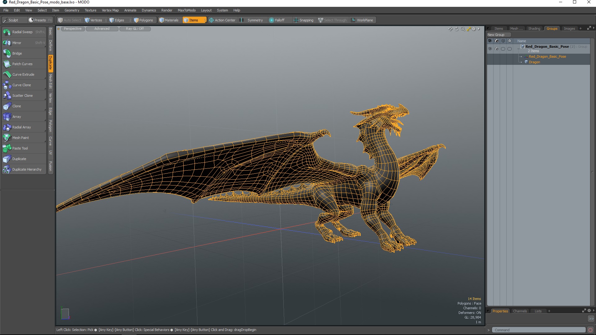 3D Red Dragon Basic Pose