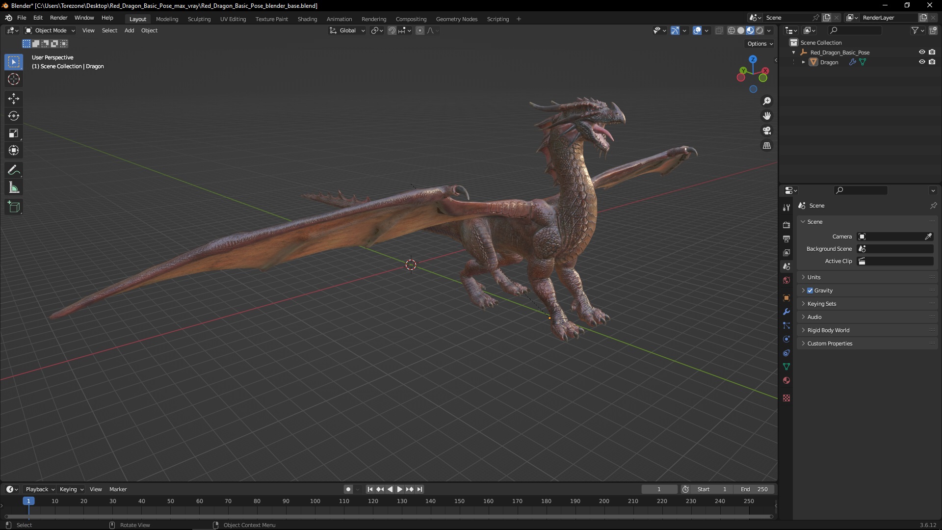 3D Red Dragon Basic Pose