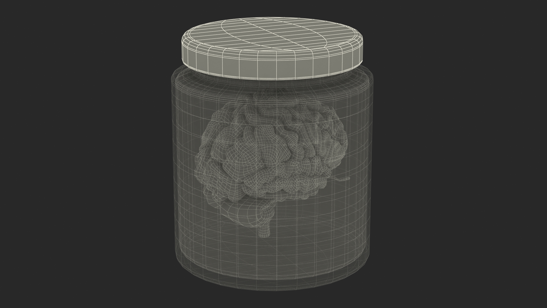 3D Human Brain in Old Glass Jar model