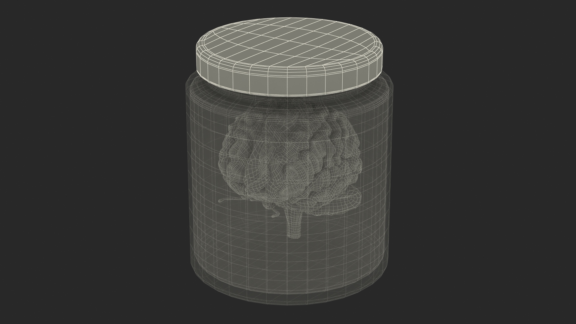 3D Human Brain in Old Glass Jar model