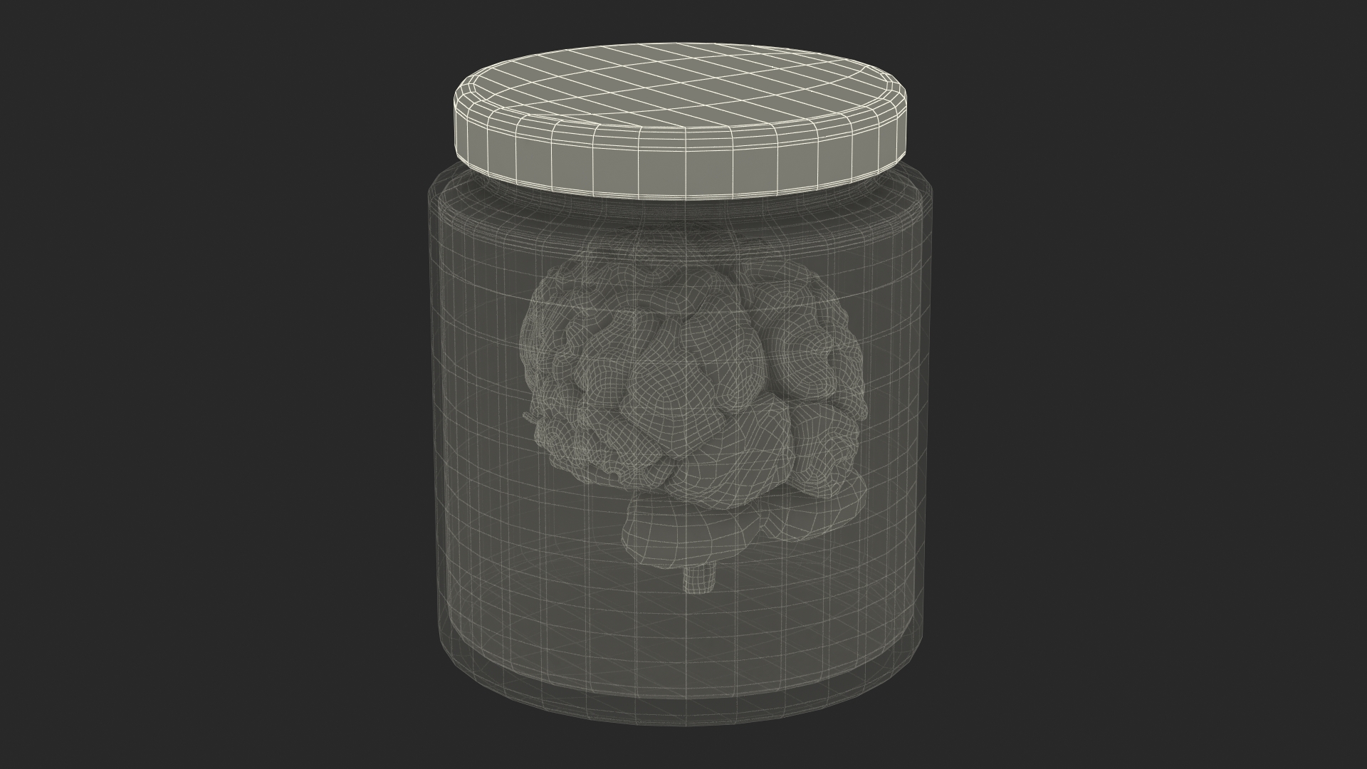 3D Human Brain in Old Glass Jar model