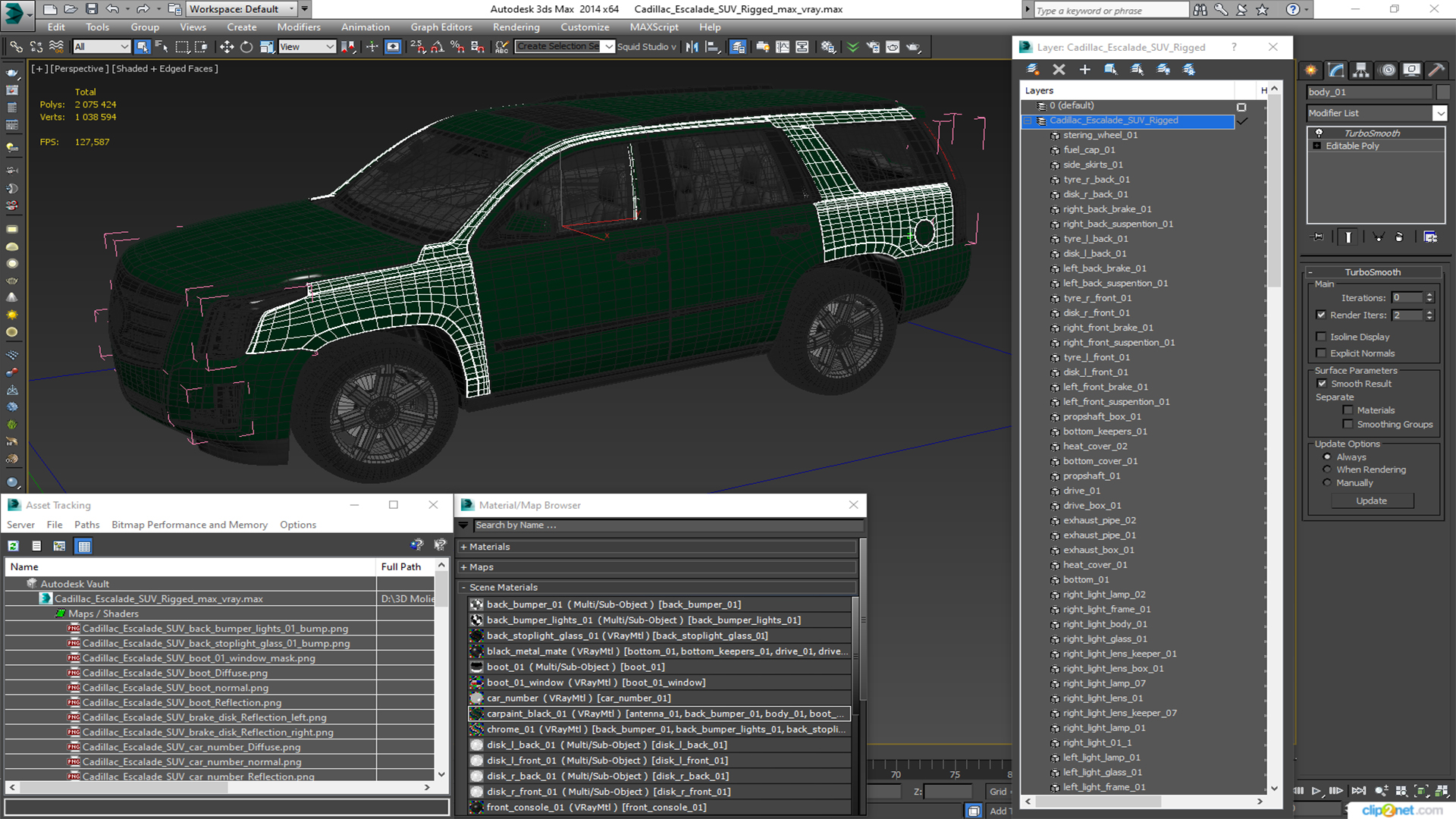 Cadillac Escalade SUV Rigged for Cinema 4D 3D