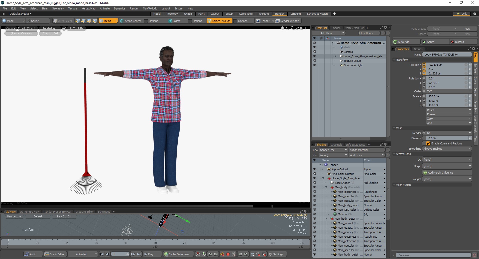 Home Style Afro American Man Rigged for Modo 3D model