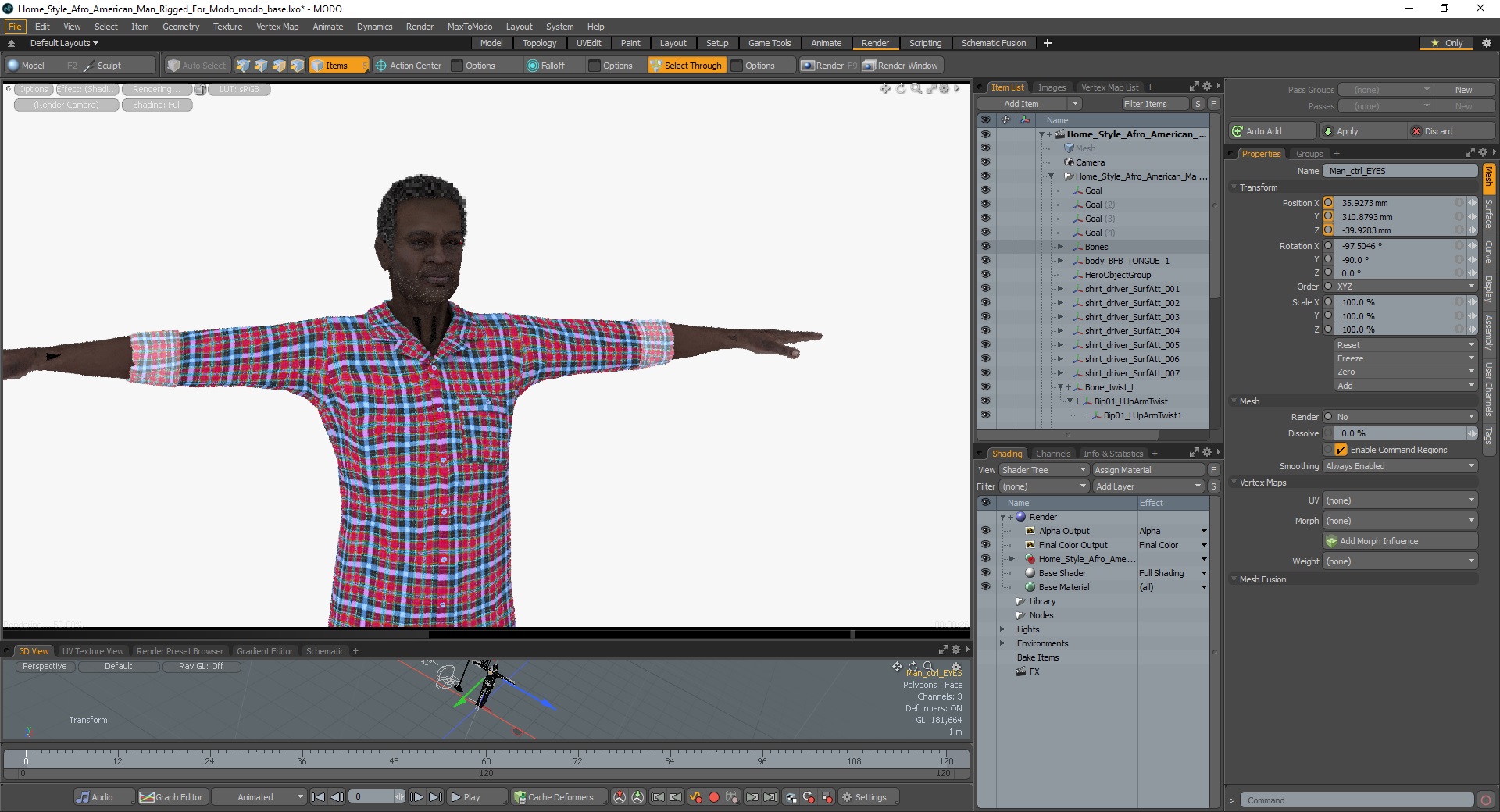 Home Style Afro American Man Rigged for Modo 3D model