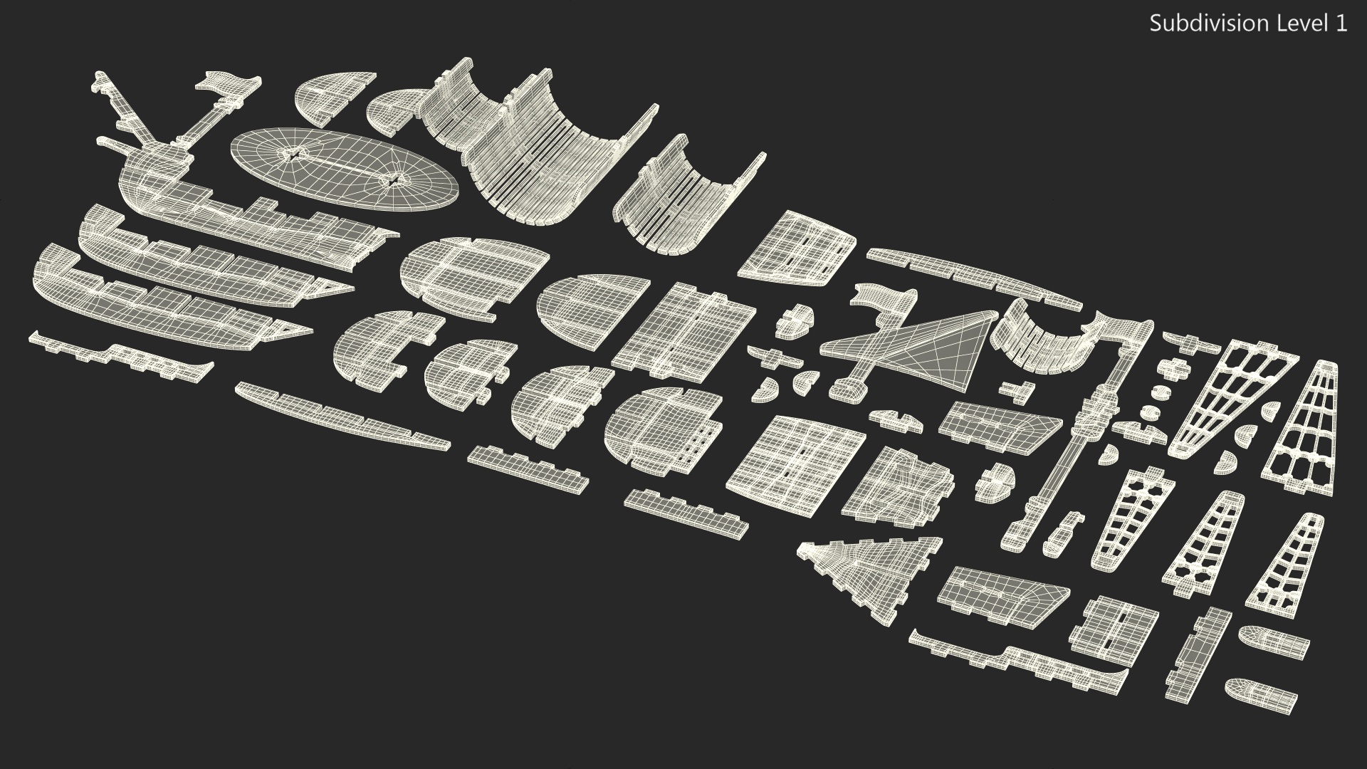 Ship Wooden 3D Puzzle Disassembled 3D model