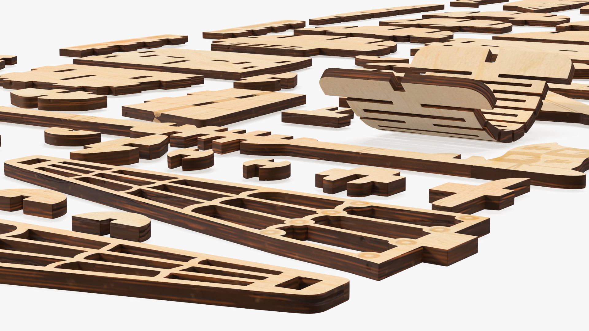 Ship Wooden 3D Puzzle Disassembled 3D model