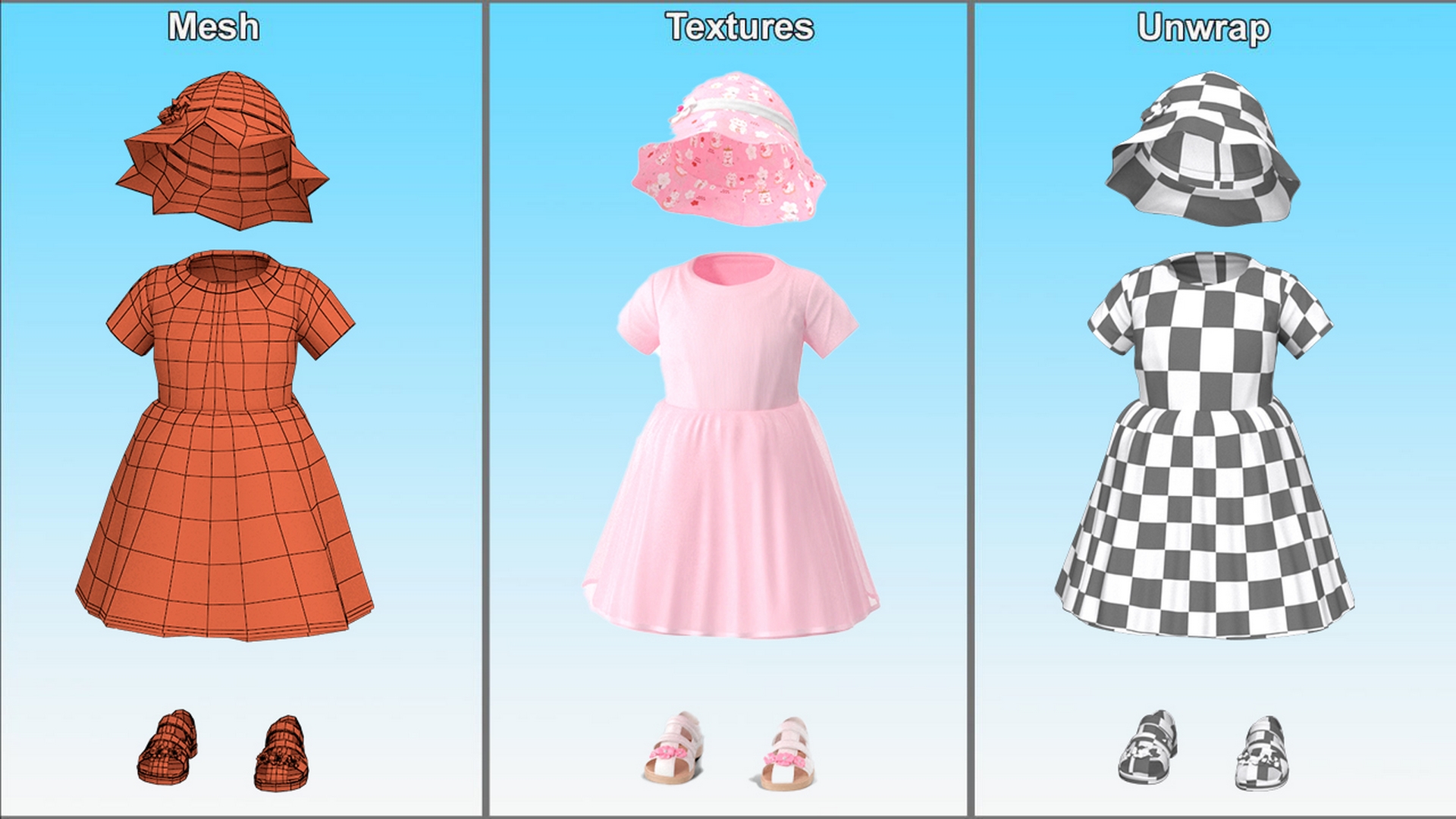 3D model Outdoor Summer Dress for Girls