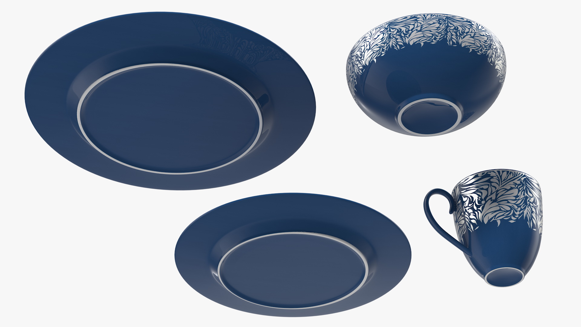 Blue Dinnerware Set 3D model