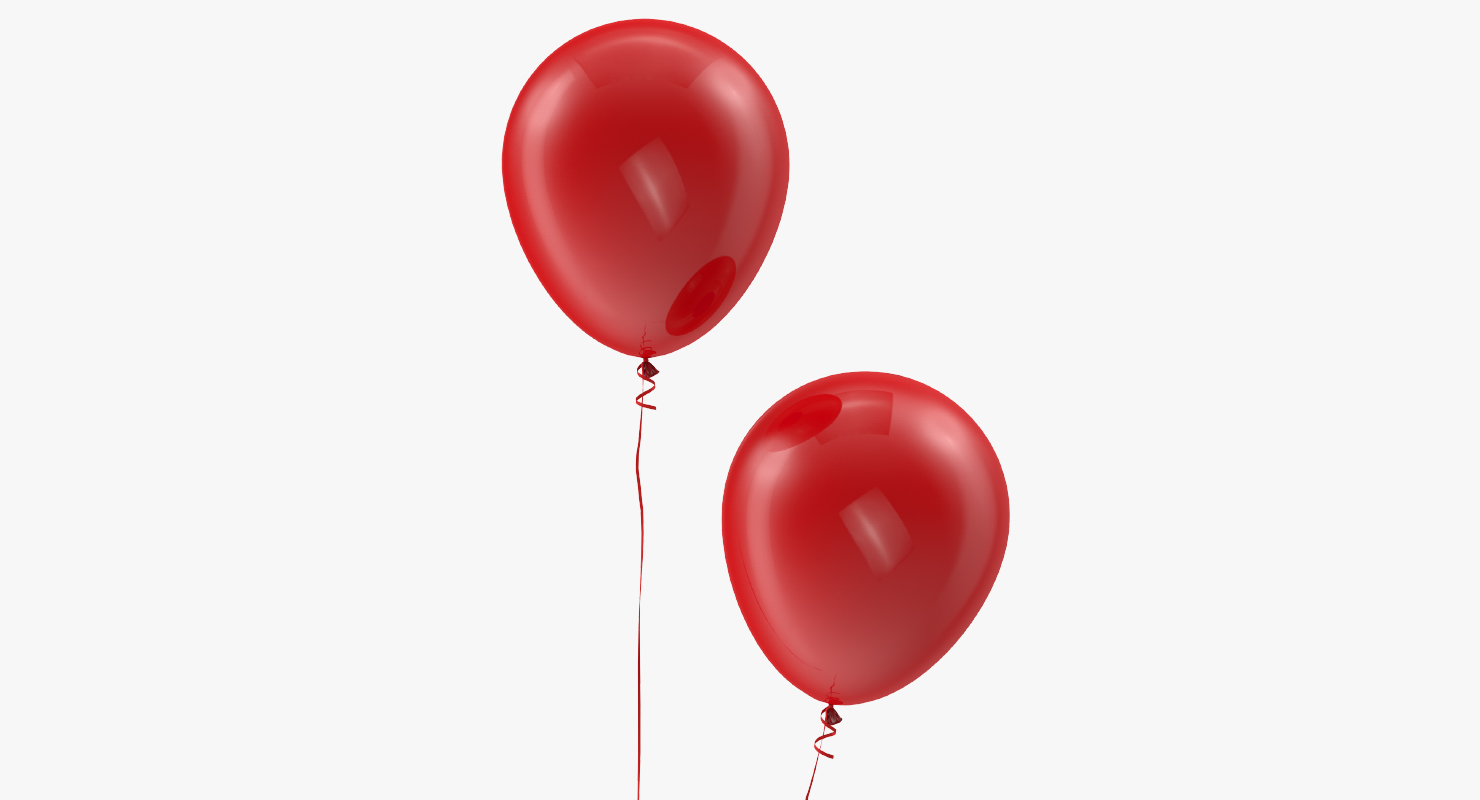 3D Red Balloon with Ribbon model