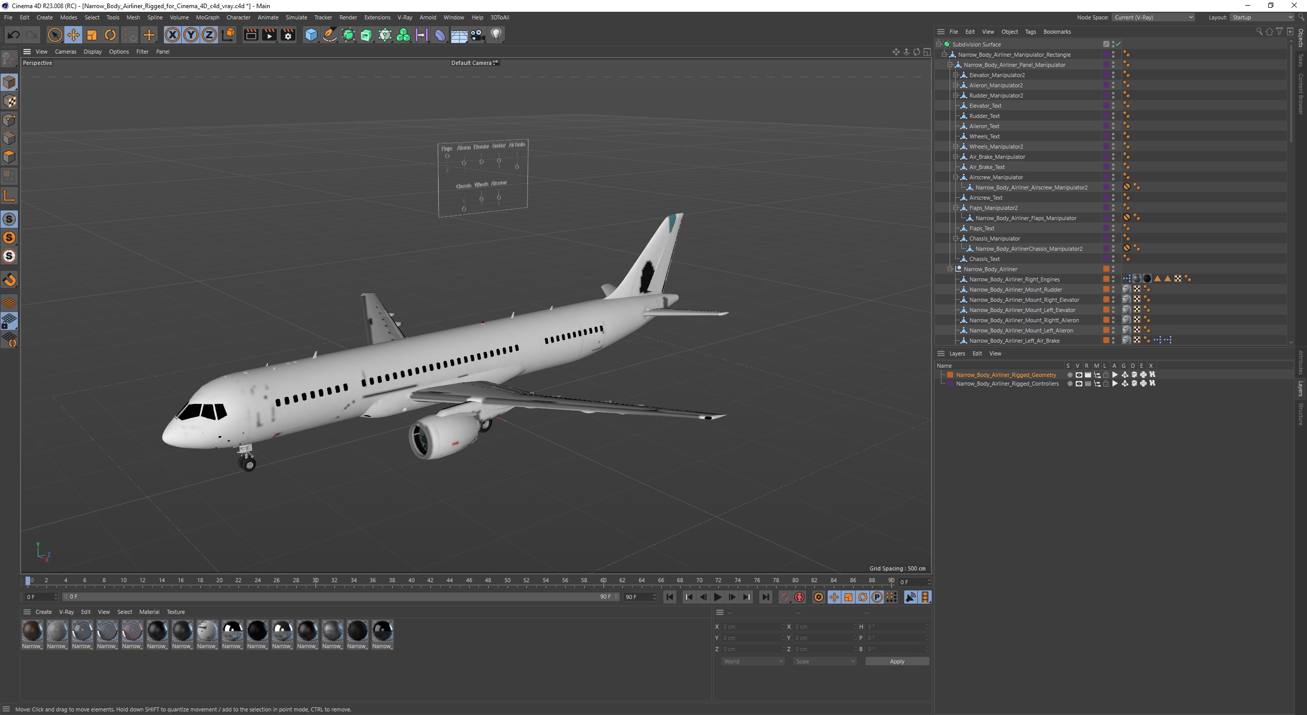 3D Narrow Body Airliner Rigged for Cinema 4D