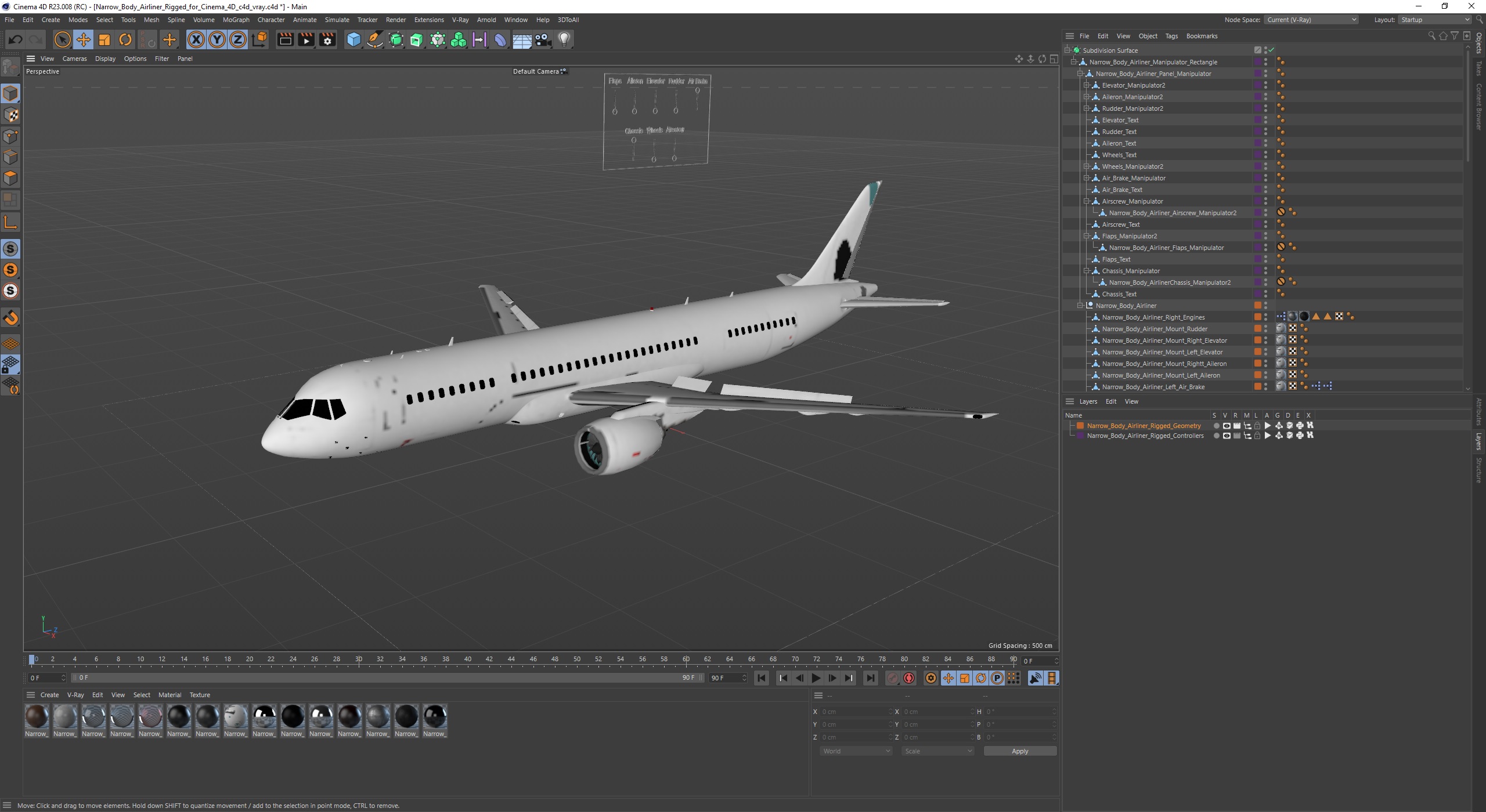 3D Narrow Body Airliner Rigged for Cinema 4D