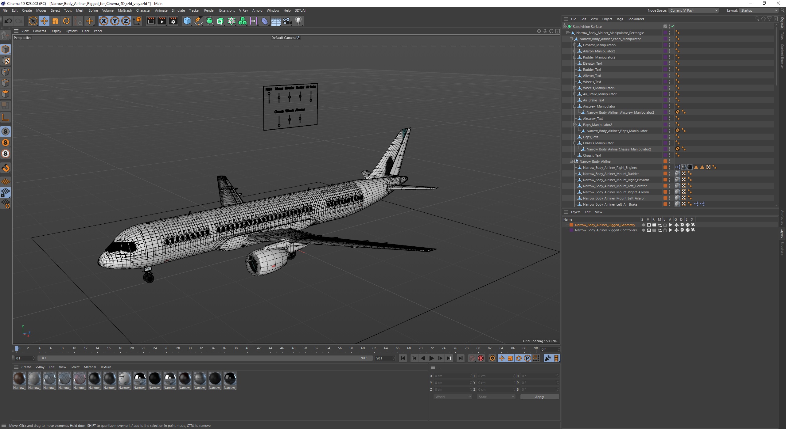 3D Narrow Body Airliner Rigged for Cinema 4D