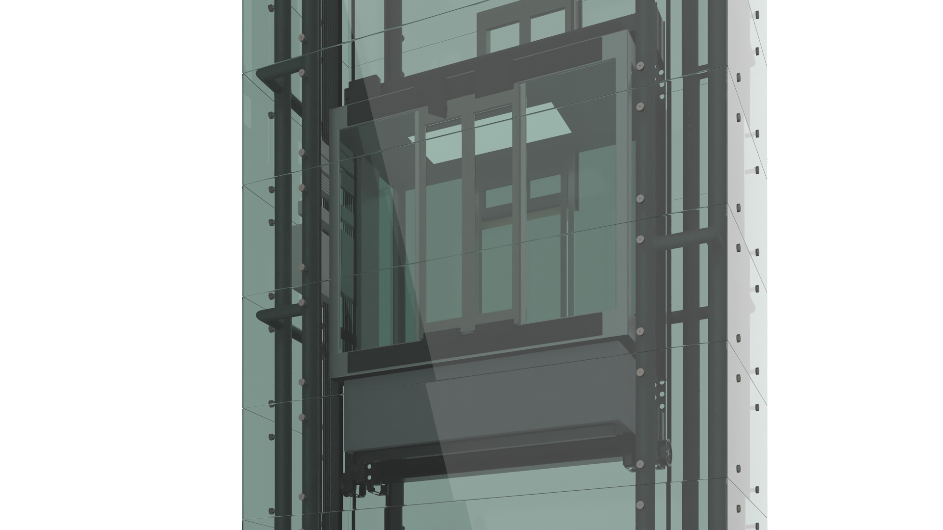 Cargo Glass Elevator Chrome 3D