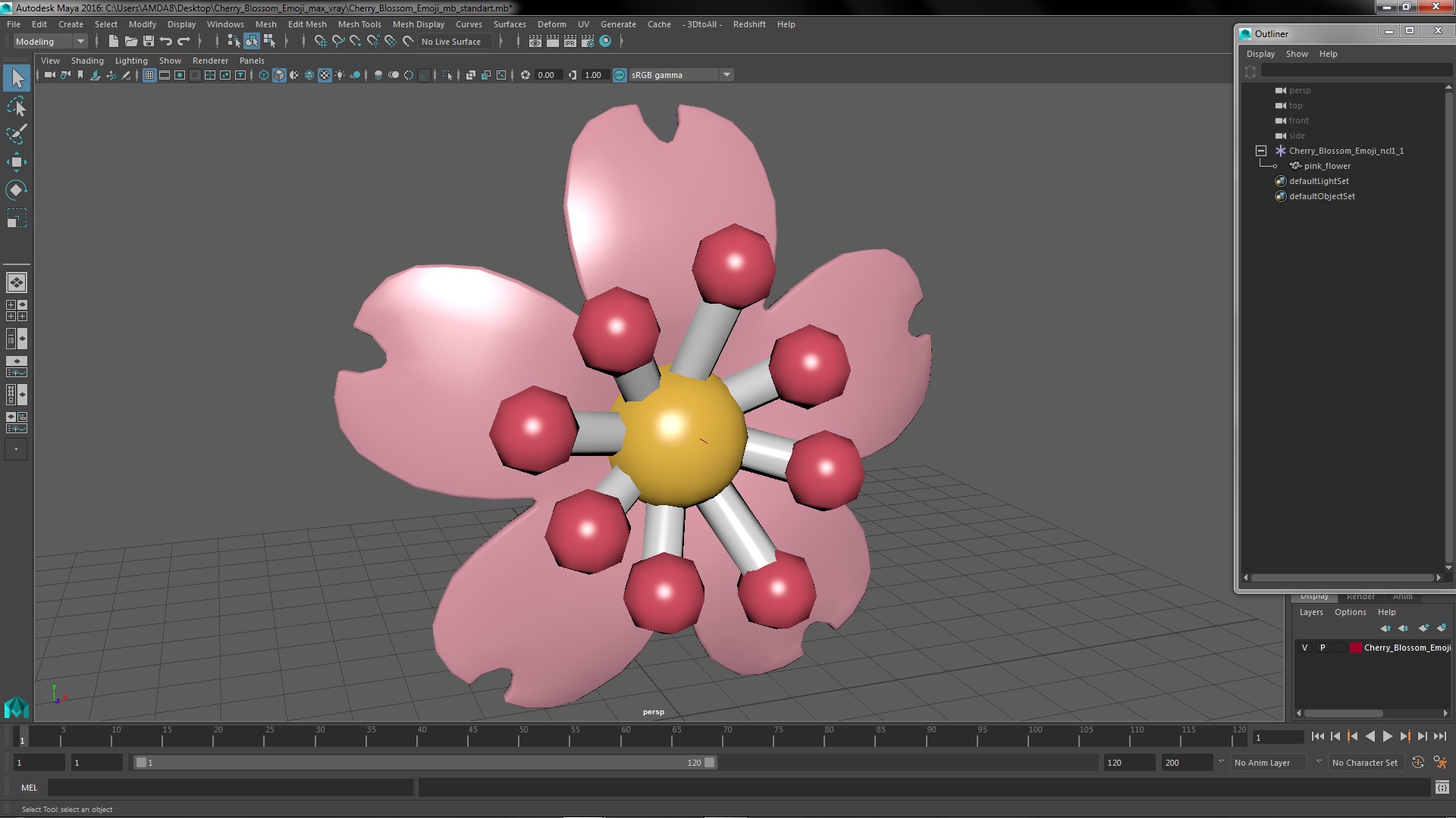 3D model Cherry Blossom Emoji