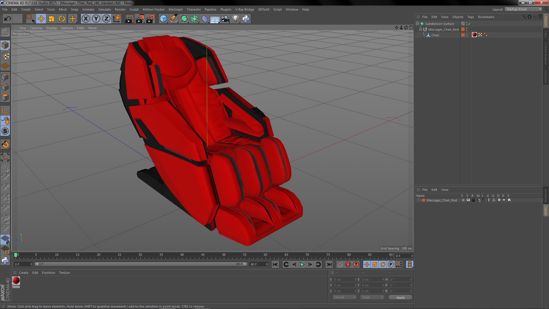 3D Massager Chair Red model