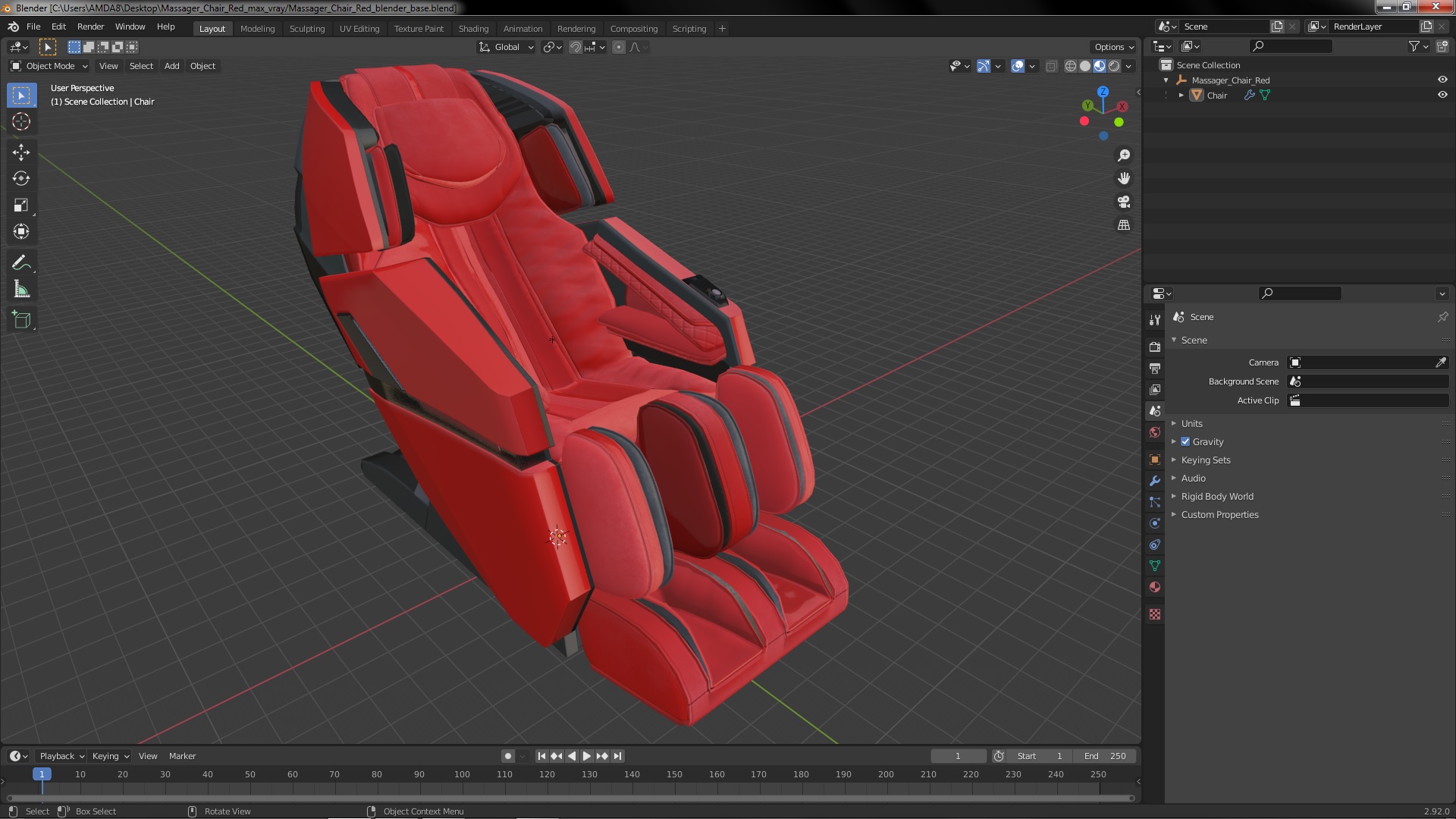 3D Massager Chair Red model