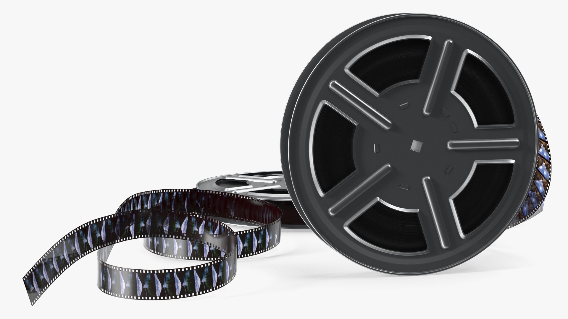 3D model Color Video Film Reel Set