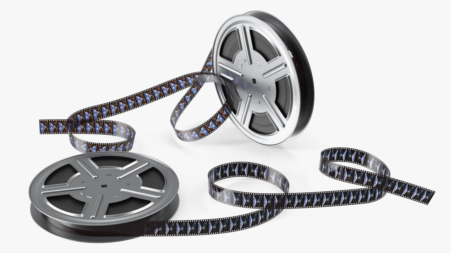 3D model Color Video Film Reel Set