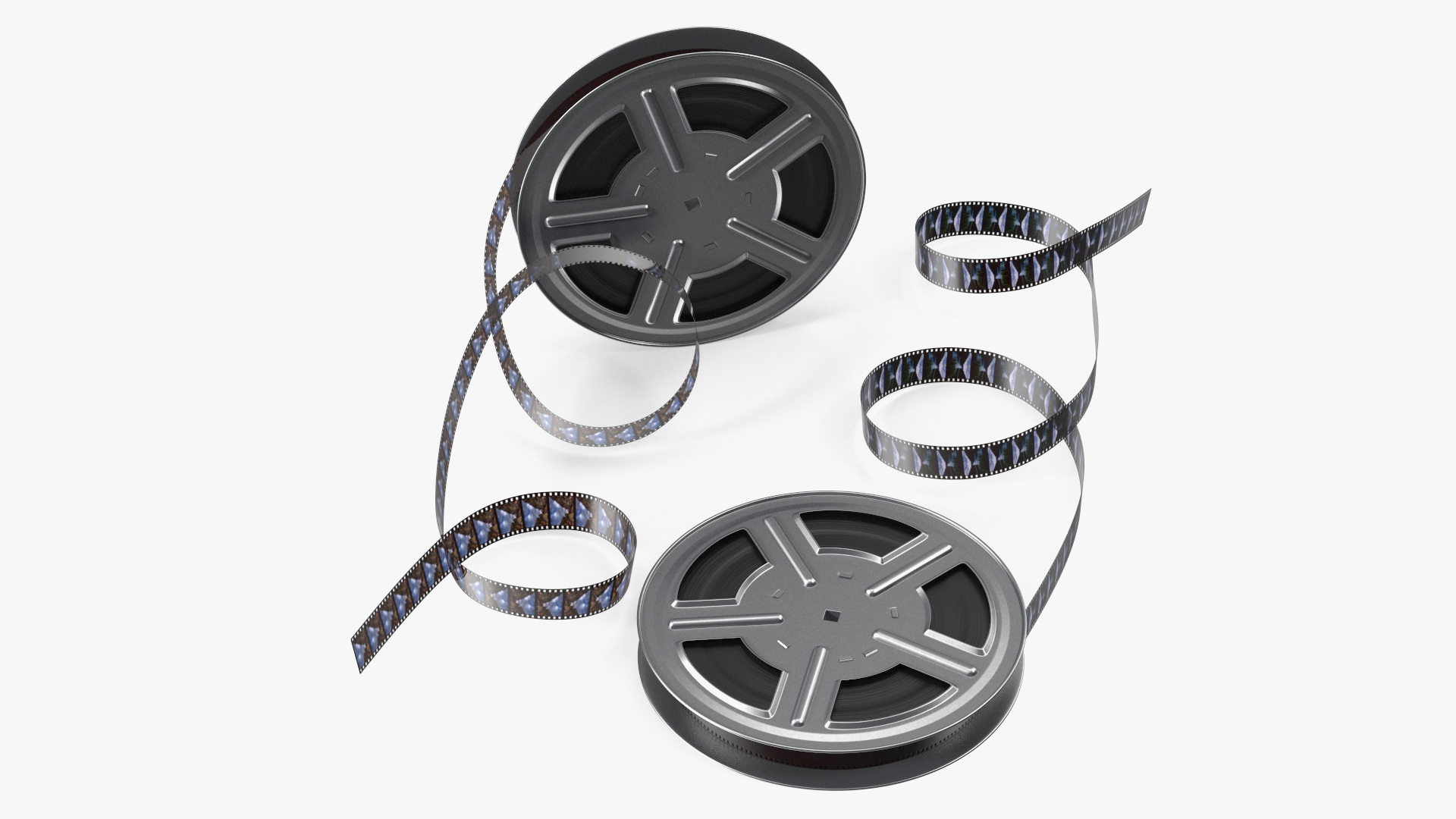 3D model Color Video Film Reel Set