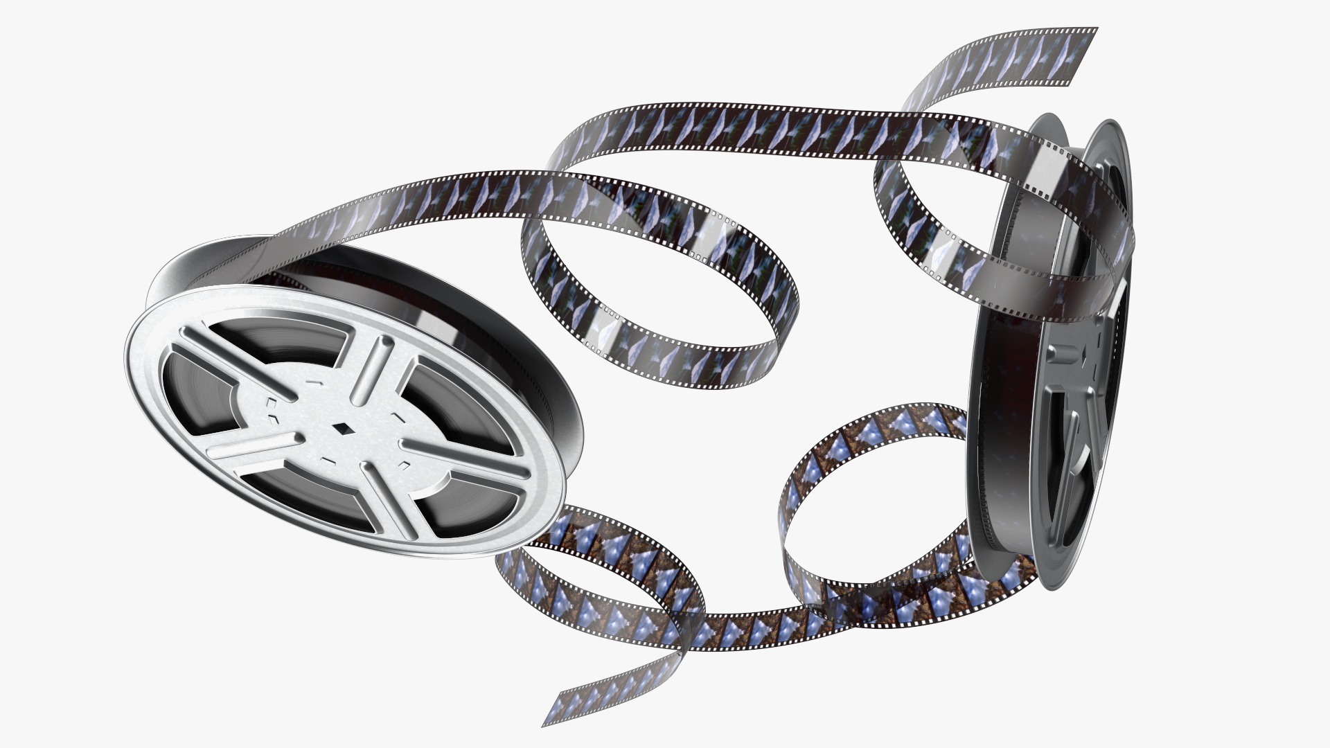 3D model Color Video Film Reel Set