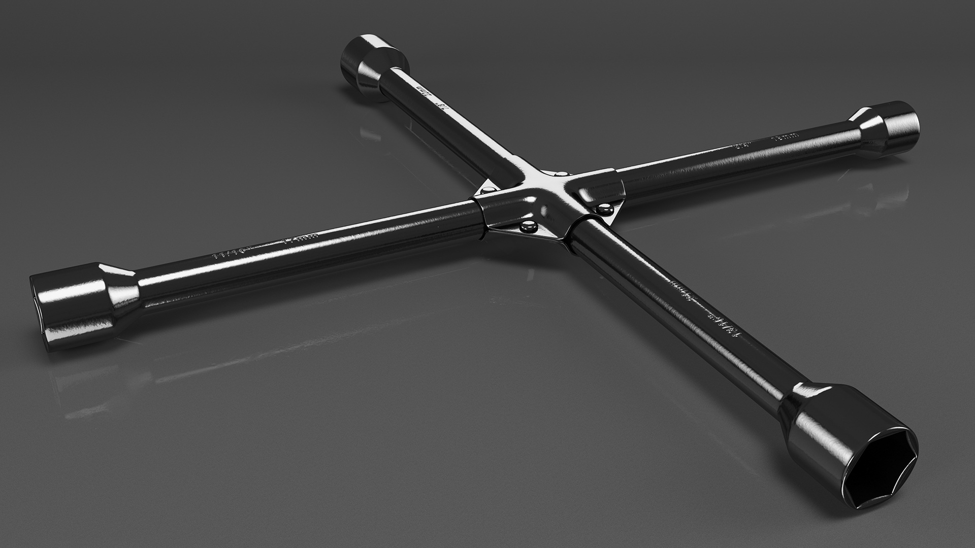 Four Way Lug Nut Wrench Black 3D model