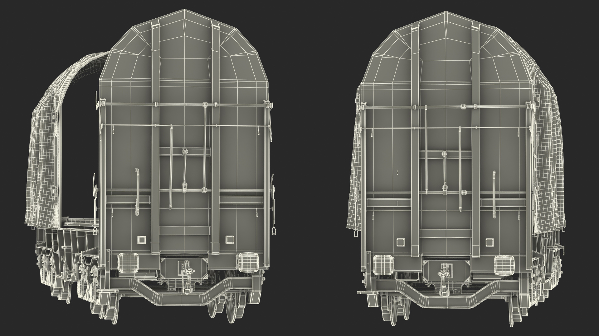 3D Tarpaulin Freight Wagon No Interior Clear