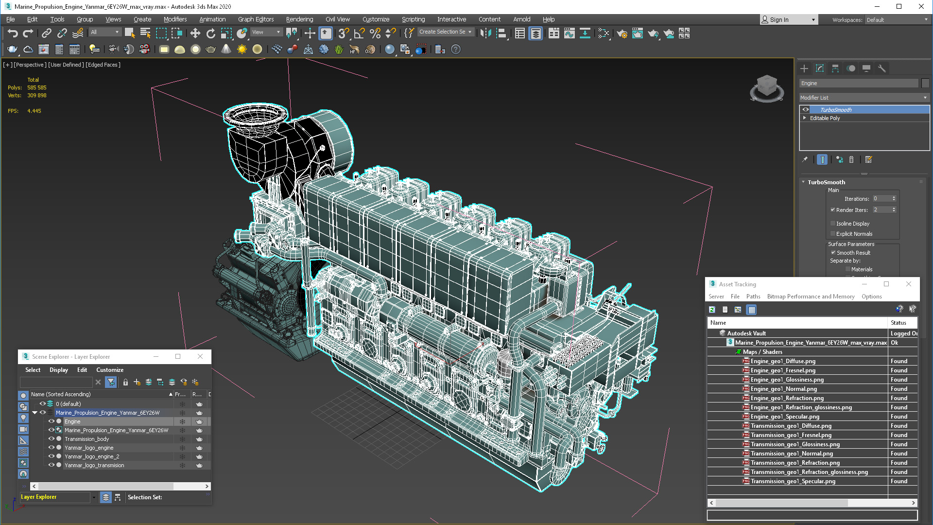 3D Marine Propulsion Engine Yanmar 6EY26W model