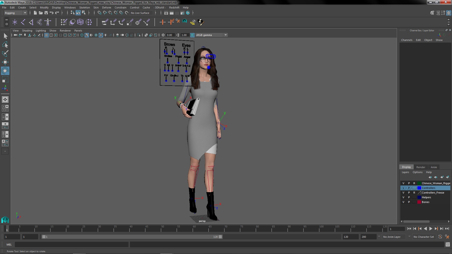 Chinese Woman Rigged for Maya 3D model