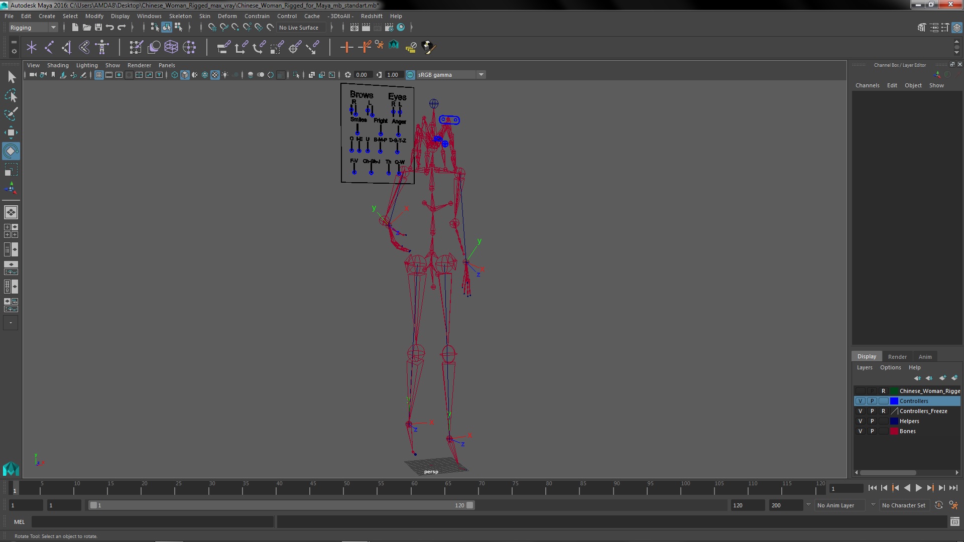 Chinese Woman Rigged for Maya 3D model