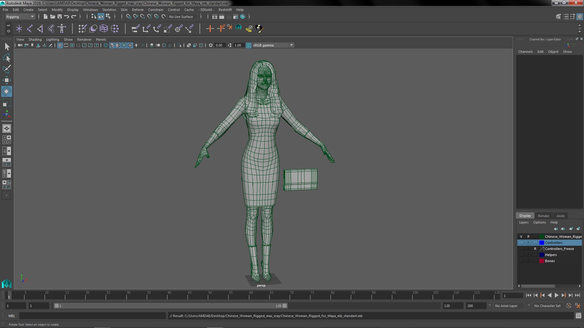 Chinese Woman Rigged for Maya 3D model