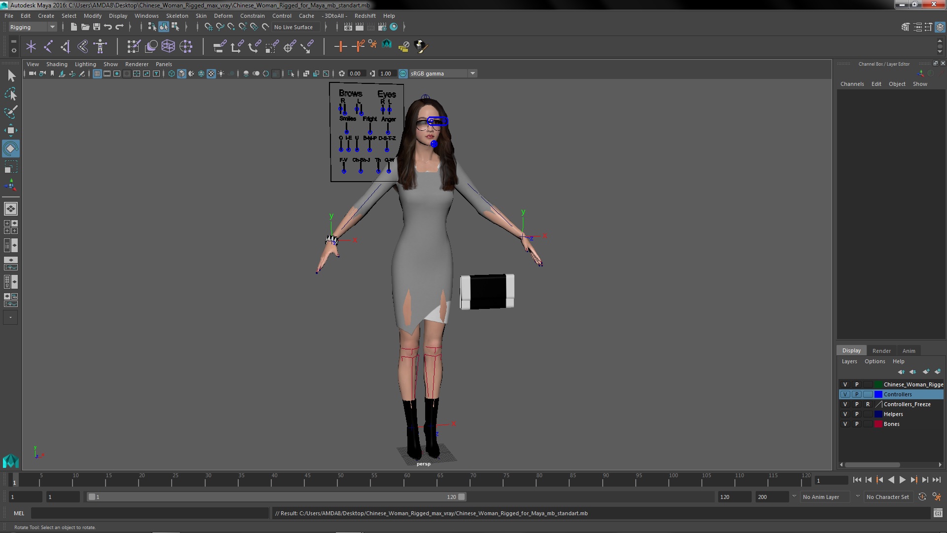 Chinese Woman Rigged for Maya 3D model