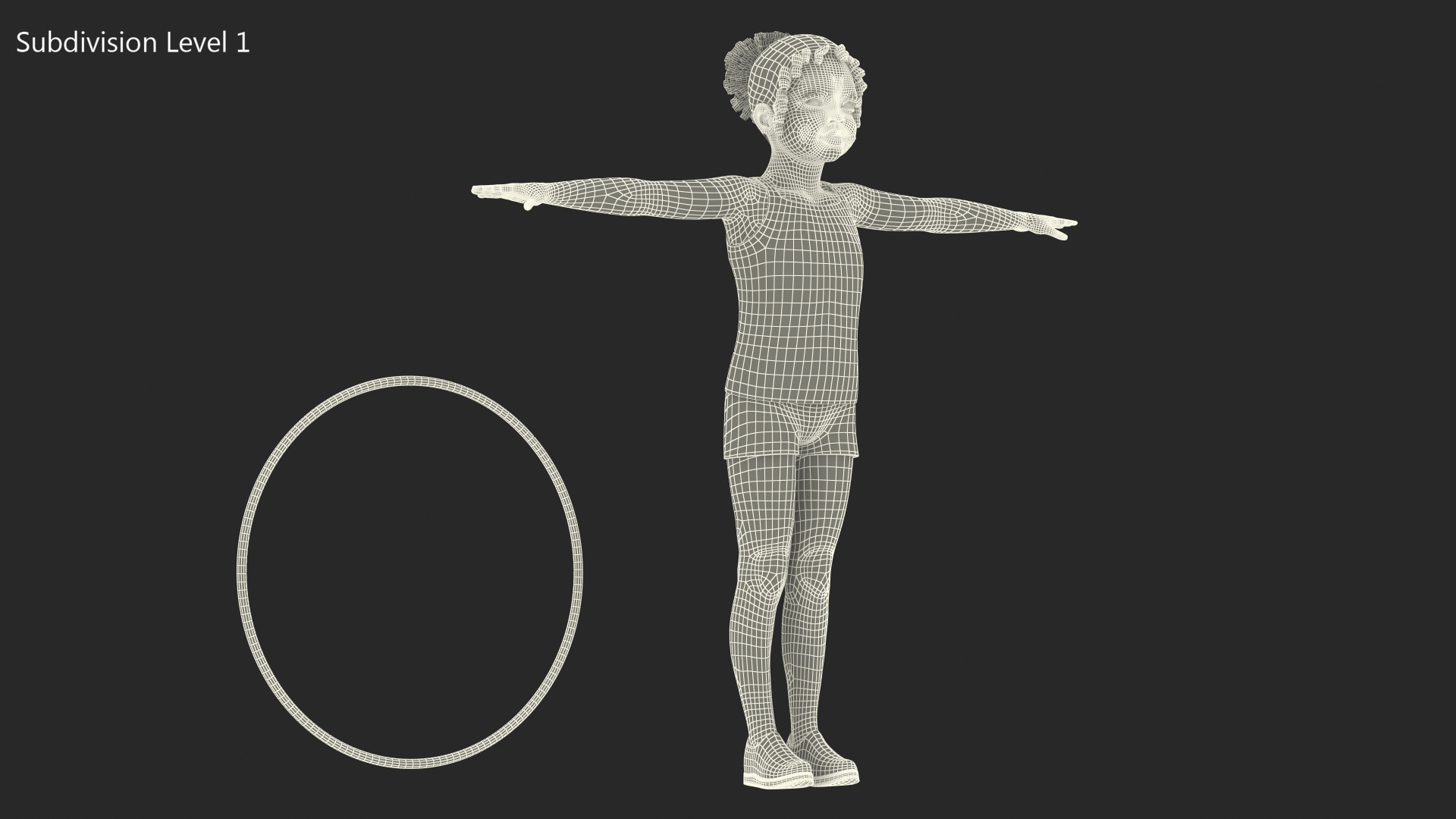 Black Child Girl With Hoop Rigged for Modo 3D