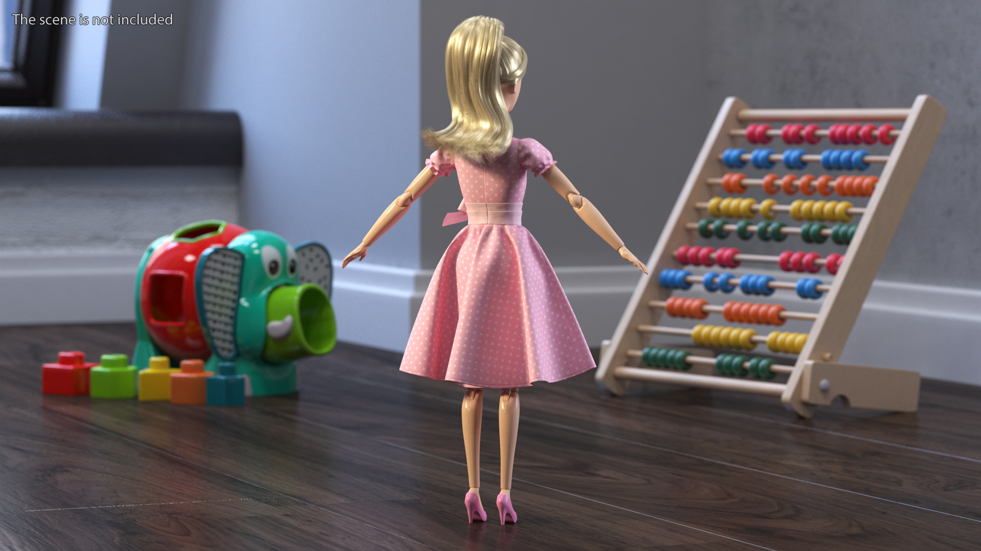 Barbie Doll in Pink Dress Rigged 3D