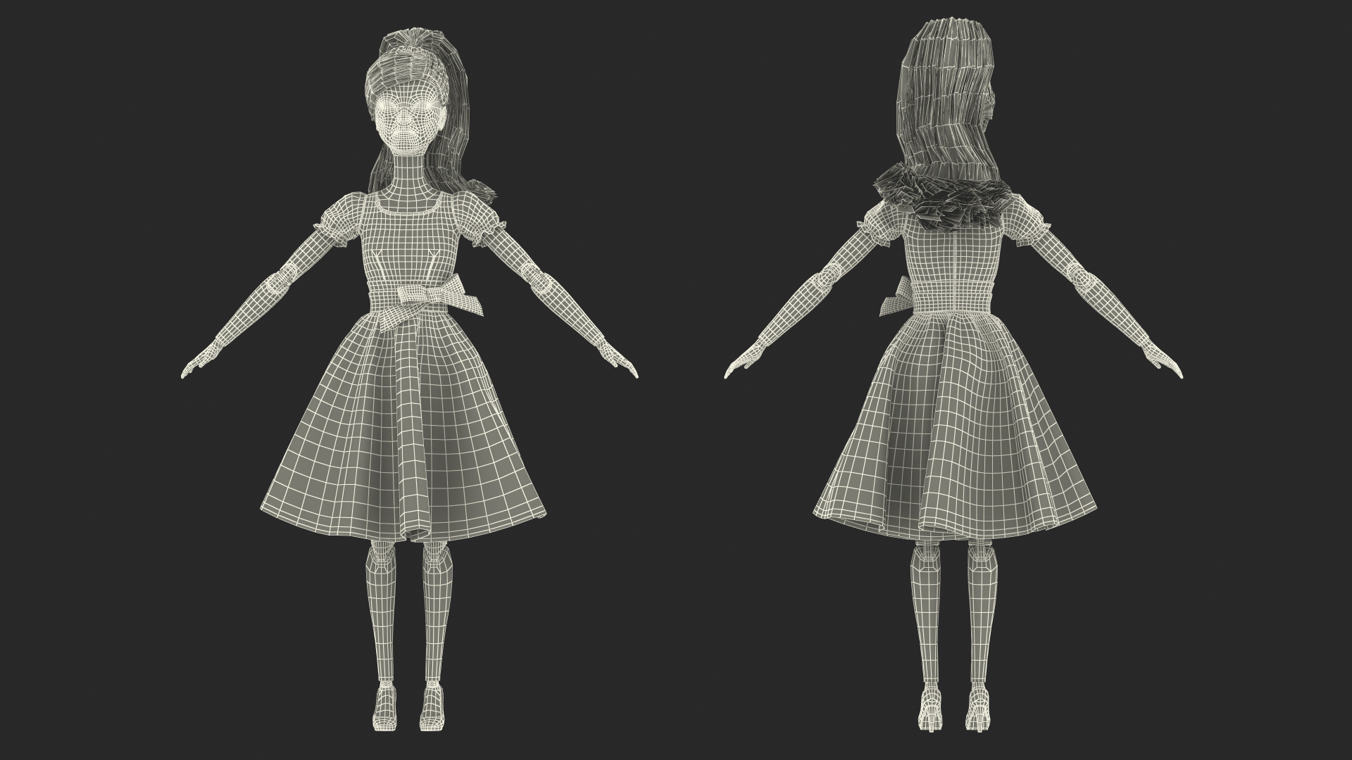 3D Barbie Doll in Pink Dress Rigged for Cinema 4D